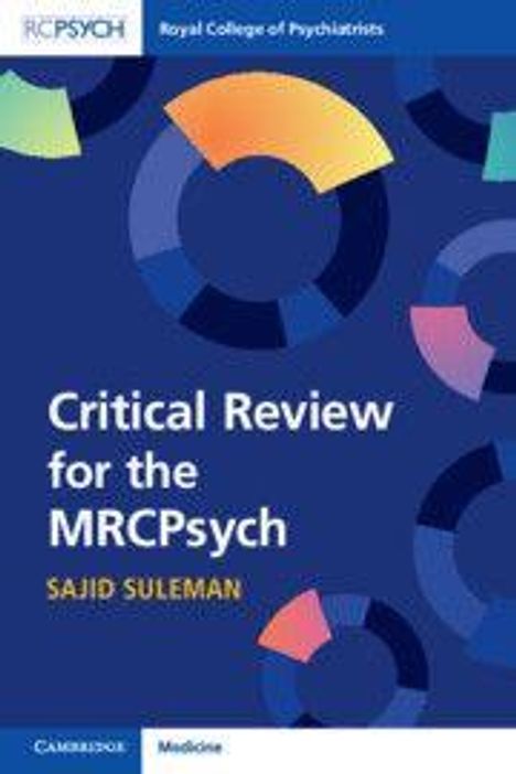 Text: "Critical Review for the MRCPsych - Sajid Suleman." Abstrakte Kreise in Blau- und Pastelltönen im Hintergrund.