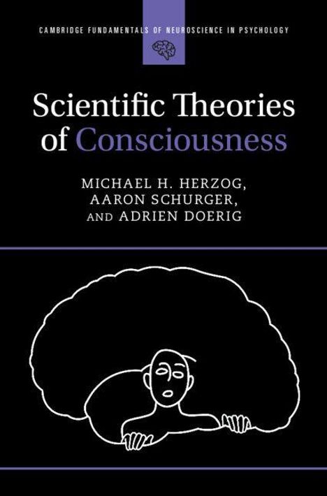 "Scientific Theories of Consciousness" von Michael H. Herzog et al. Kopf mit riesiger Wolke, schwarz-weiße Illustration.
