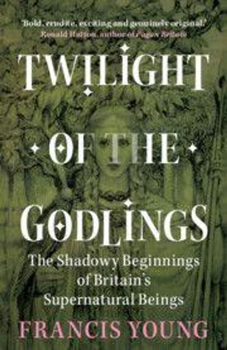 Buchtitel: "Twilight of the Godlings". Autor: Francis Young. Hintergrund: Mystische Figur in einem grünen Ton.
