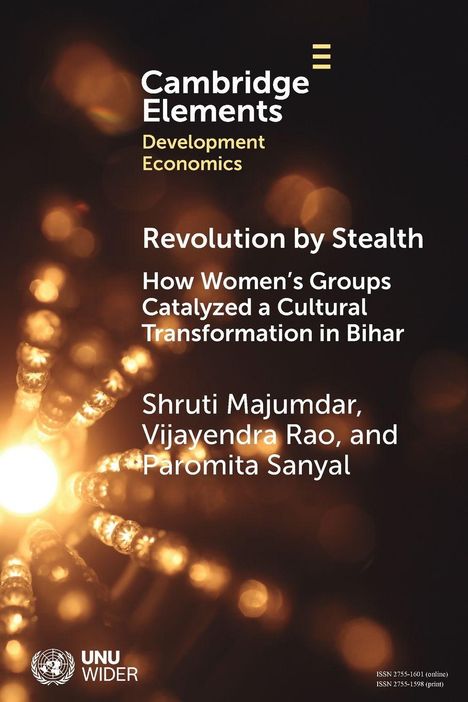 Oben steht "Cambridge Elements Development Economics". Titel: "Revolution by Stealth". Hintergrund aus Lichtstrahlen.