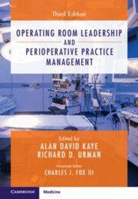 Cover mit Text: "Operating Room Leadership and Perioperative Practice Management, Third Edition." Bild eines OP-Saals.
