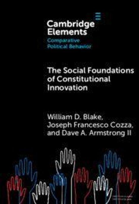 Oben Titel "Cambridge Elements: Comparative Political Behavior". Unten erheben sich stilisierte Hände in Blau und Rot.