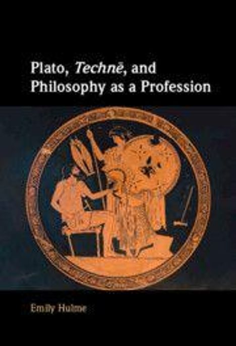 Titel: "Plato, Technē, and Philosophy as a Profession". Illustration eines antiken griechischen Szenes im Zentrum.
