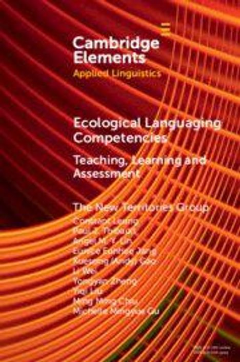 Cambridge Elements: Ecological Languaging Competencies. Autoren: The New Territories Group. Abstrakte Grafik in Rot und Orange.