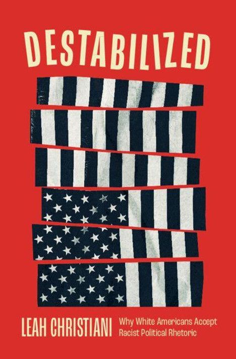 „DESTABILIZED“ in großen weißen Buchstaben auf rotem Hintergrund. US-Flagge in verzerrten Streifen darunter.