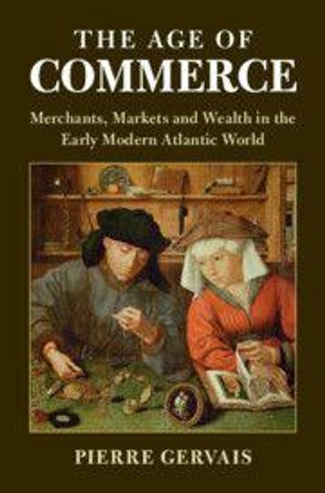 "The Age of Commerce" von Pierre Gervais. Zwei Personen in historischer Kleidung zählen Geld.