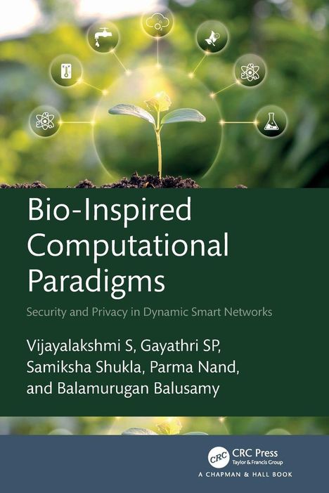 "Bio-Inspired Computational Paradigms" oben. Jungpflanze und Symbole auf grünlichem Hintergrund.