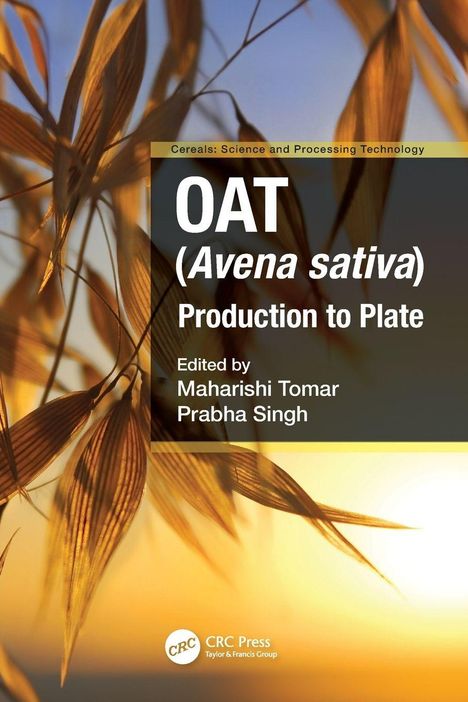 "OAT (Avena sativa) Production to Plate" von Maharishi Tomar und Prabha Singh, Hintergrund: Sonnenuntergang und Hafer.