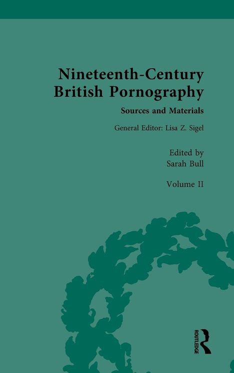Titel: "Nineteenth-Century British Pornography". Herausgeber: Lisa Z. Sigel, Sarah Bull. Grüner Hintergrund mit Blättermuster.