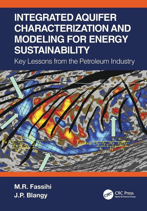 Oben Text: "INTEGRATED AQUIFER CHARACTERIZATION AND MODELING FOR ENERGY SUSTAINABILITY". Unten bunte Karte mit Pfeilen.