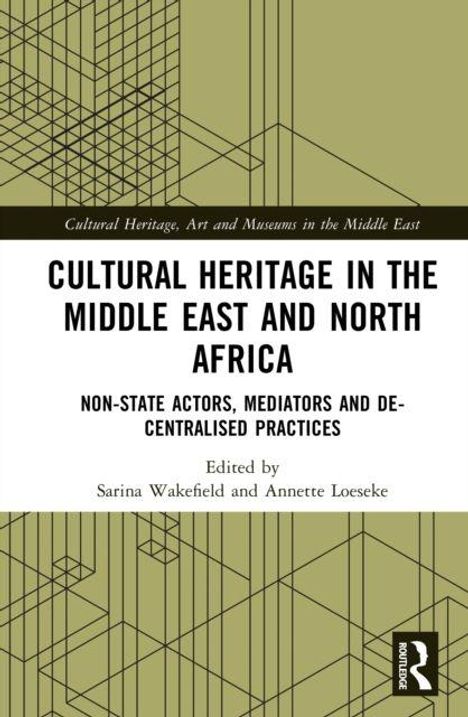 Titel: "Cultural Heritage in the Middle East and North Africa". Herausgegeben von Sarina Wakefield und Annette Loeseke. Grafisches Design oben.
