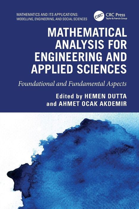 "Mathematical Analysis for Engineering and Applied Sciences" steht auf blauem Hintergrund mit blauer Aquarellstruktur.