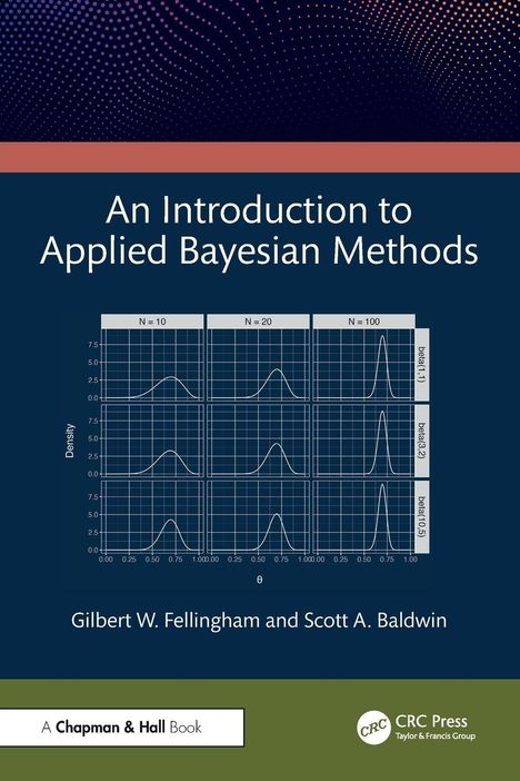 "An Introduction to Applied Bayesian Methods" von Gilbert W. Fellingham und Scott A. Baldwin. Diagramme, CRC Press Logo.