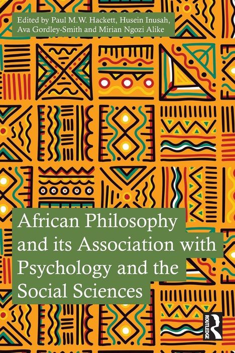 Text: "African Philosophy and its Association with Psychology and the Social Sciences." Bunte geometrische Muster.