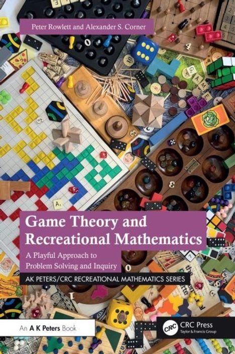 Buchtitel: "Game Theory and Recreational Mathematics". Abgebildet sind Spielsteine, geometrische Formen und Puzzle-Elemente.