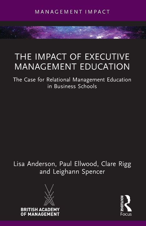"Management Impact: The Impact of Executive Management Education" steht in weißer Schrift auf schwarzem Hintergrund.