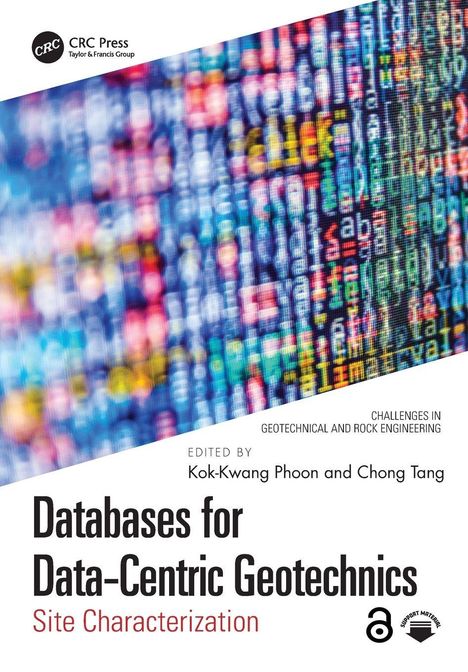 Oben "CRC Press", unten "Databases for Data-Centric Geotechnics". Verschwommenes buntes Muster im Hintergrund.