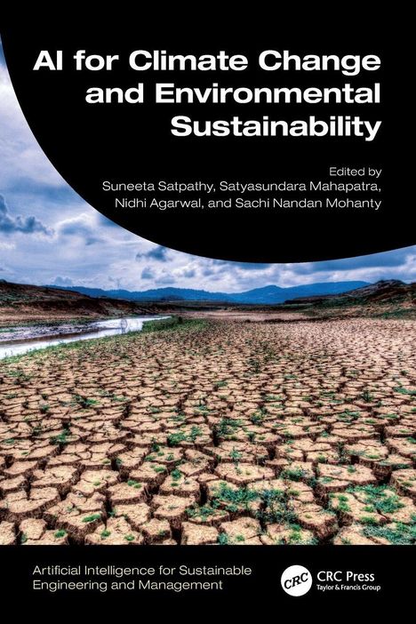 „AI for Climate Change and Environmental Sustainability“, bearbeitet von mehreren Autoren. Trockene, rissige Erde mit Himmel.