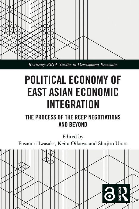 "Political Economy of East Asian Economic Integration" steht auf weißem Hintergrund mit schwarzen Linienmustern.