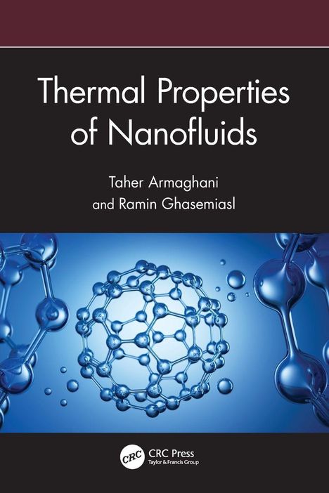 "Thermal Properties of Nanofluids" von Taher Armaghani und Ramin Ghasemiasl, chemische Moleküldarstellung, blau.