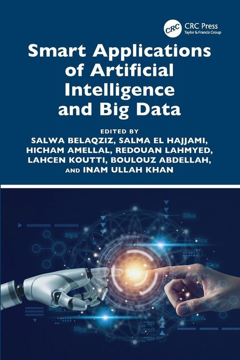 Titel: "Smart Applications of Artificial Intelligence and Big Data". Ein Cover mit einer Roboter- und einer menschlichen Hand.