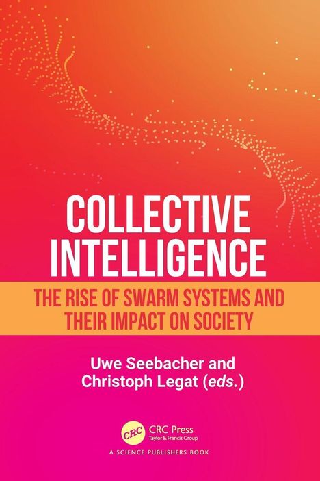 „COLLECTIVE INTELLIGENCE“, stilisierter Hintergrund in Orange und Rot mit dynamischen, punktierten Linien.