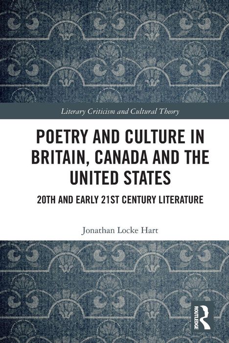 "Poetry and Culture in Britain, Canada and the United States. Blaues, gemustertes Hintergrunddesign."