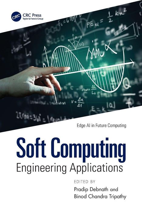 "Soft Computing, Engineering Applications" steht groß. Eine Hand berührt ein Diagramm auf einer Tafel mit Formeln.