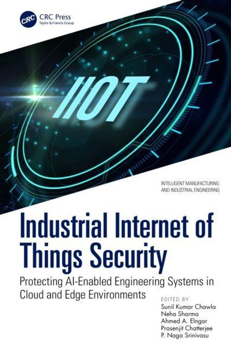 "Industrial Internet of Things Security", Titel eines Buches. Kreisförmige, futuristische Grafik in Blau und Schwarz.