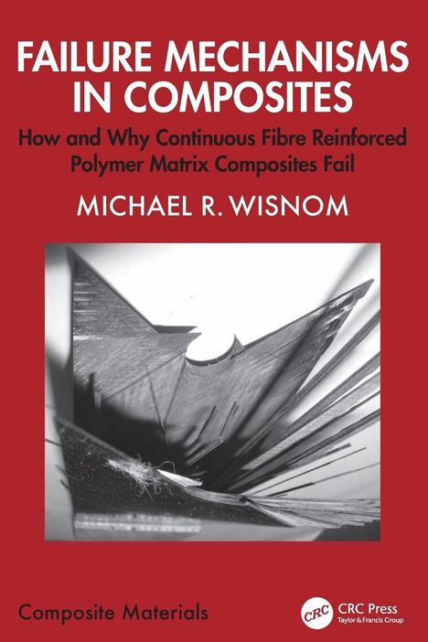 "FAILURE MECHANISMS IN COMPOSITES" von MICHAEL R. WISNOM zeigt ein beschädigtes, faserverstärktes Bauteil.