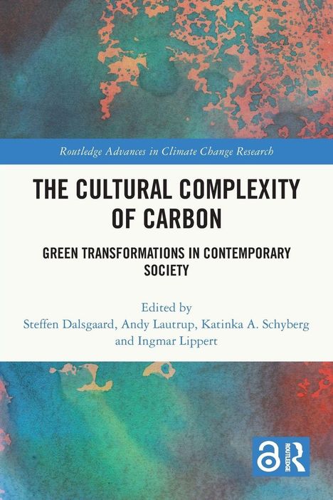 "The Cultural Complexity of Carbon" mit abstraktem, buntem Hintergrund und Routledge-Logo unten rechts.