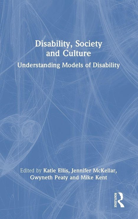 Titel: "Disability, Society and Culture: Understanding Models of Disability". Blaues abstraktes Hintergrunddesign.