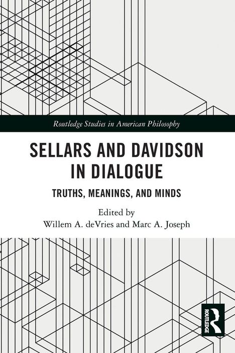 Buchtitel: "Sellars and Davidson in Dialogue". Weiße Covergestaltung mit schwarzen Linien und geometrischen Mustern.