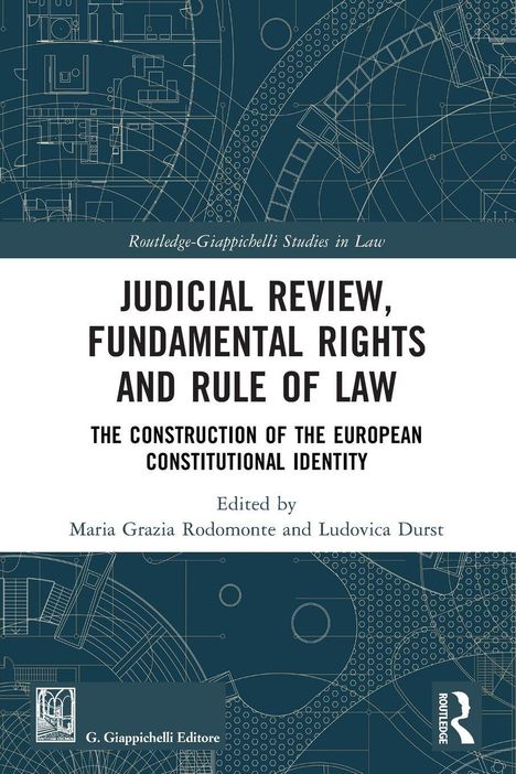 Titel: "Judicial Review, Fundamental Rights and Rule of Law". Technische blaue Zeichnungen im Hintergrund.