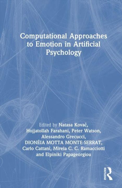 "Computational Approaches to Emotion in Artificial Psychology", herausgegeben von Natasa Kovač und anderen. Blaues Hintergrundmuster.