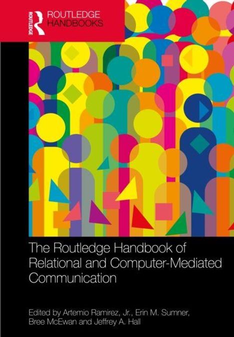 "Routledge Handbooks" Logo. Bunte, abstrakte Menschenfiguren in verschiedenen Farben und Formen.