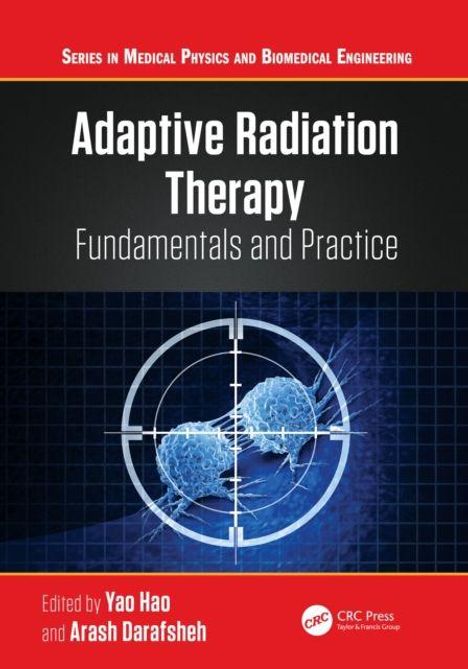 "Adaptive Radiation Therapy: Fundamentals and Practice," zeigt bläuliche Zellstrukturen in einem Zielkreis.