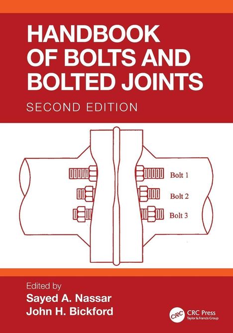 "Handbook of Bolts and Bolted Joints, Second Edition" oben. Darunter eine technische Illustration von Bolzen und Verbindungen.