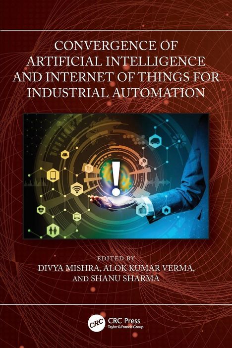 "Convergence of Artificial Intelligence and Internet of Things for Industrial Automation." Illustration: Hand mit Symbolen.