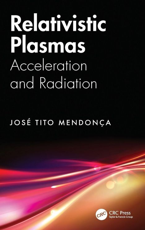 „Relativistic Plasmas: Acceleration and Radiation“, José Tito Mendonça. Abstrakte Lichtwellen, dunkler Hintergrund.
