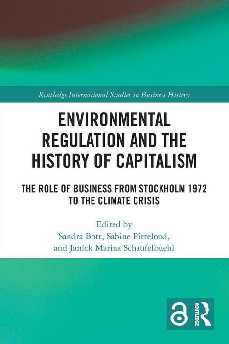 "Environmental Regulation and the History of Capitalism" mit grüner und brauner Farbverlauf, Routledge-Logo unten.