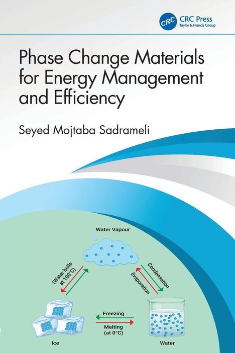 Buchtitel: "Phase Change Materials for Energy Management and Efficiency" von Seyed Mojtaba Sadrmeli. Diagramm mit Phasenwechsel von Wasser.