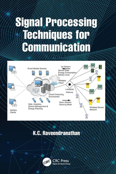 "Signal Processing Techniques for Communication" von K.C. Raveendranathan. Schema mit Computern und Netzwerkpfeilen.