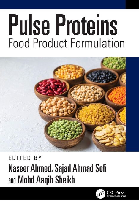 Titel: Pulse Proteins - Food Product Formulation. Verschiedene Hülsenfrüchte in Holzschalen auf hellem Untergrund.