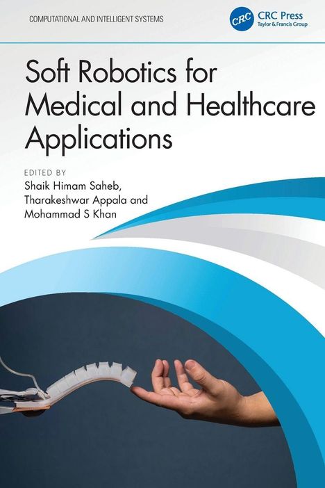 "Soft Robotics for Medical and Healthcare Applications." 
Ein Roboterarm berührt sanft eine menschliche Hand.