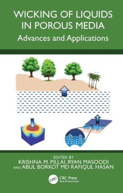Titel: "Wicking of Liquids in Porous Media: Advances and Applications". Illustrationen mit Bäumen und Wasserfluss.