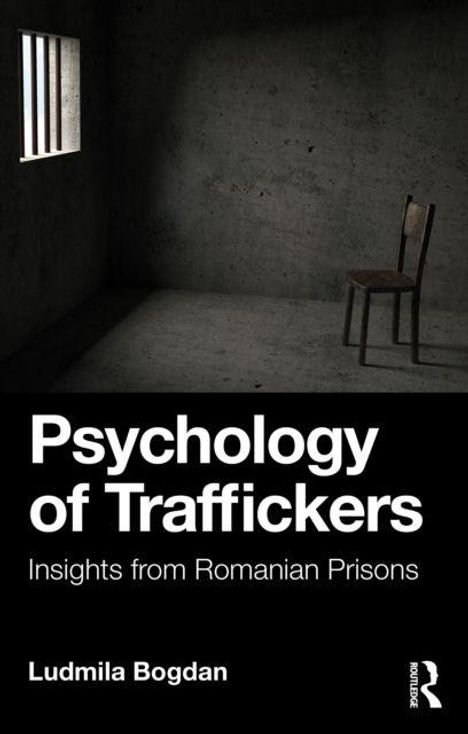 „Psychology of Traffickers: Insights from Romanian Prisons“ von Ludmila Bogdan. Ein leerer Raum mit Gitterfenster und Stuhl.