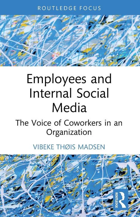 "Employees and Internal Social Media" auf abstrakter blauer Hintergrundgrafik. Logo unten rechts.