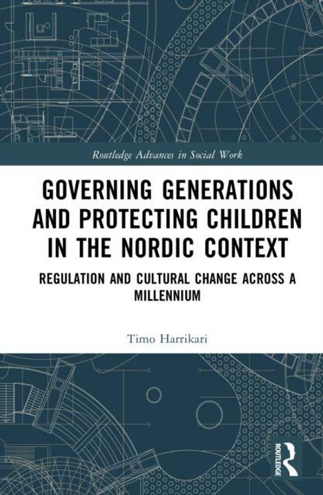 „Governing Generations and Protecting Children in the Nordic Context“ steht groß auf einem dunkelblauen geometrischen Hintergrund.