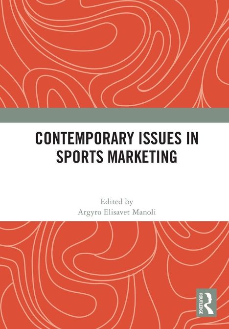 "CONTEMPORARY ISSUES IN SPORTS MARKETING" in Schwarz auf Weiß, roter Hintergrund mit weißen Linien.